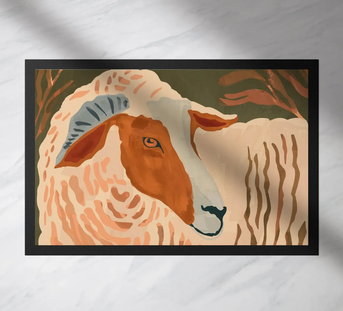 Abstract Rustic Ram 3 doormat by ThingDesign