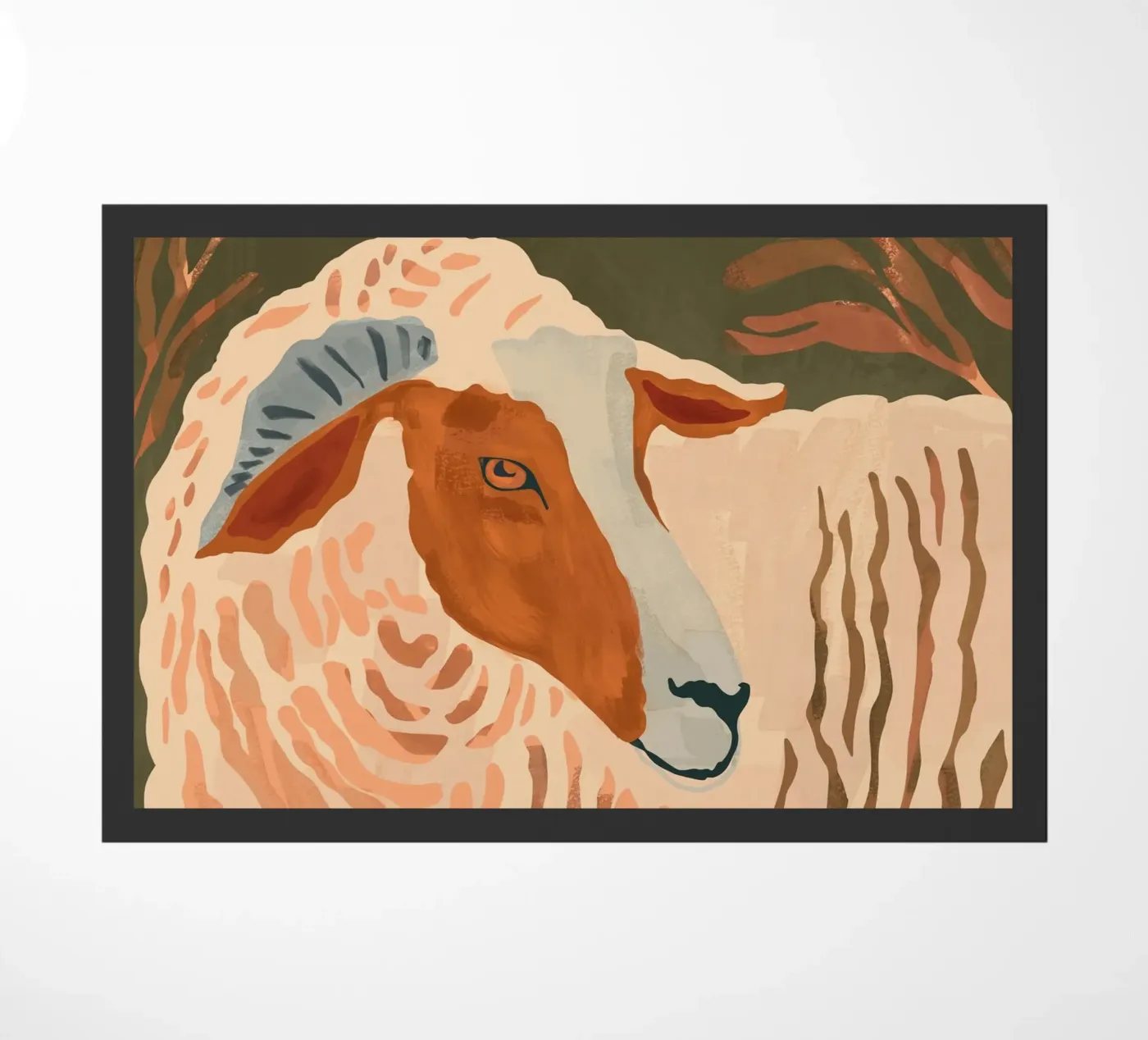 Abstract Rustic Ram 3 doormat by ThingDesign