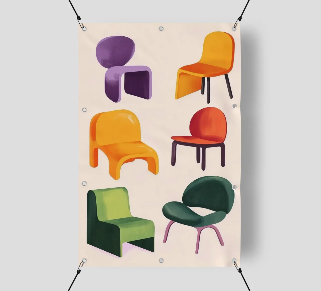 Sedie Isometriche telo in pvc da Melloi Art Print