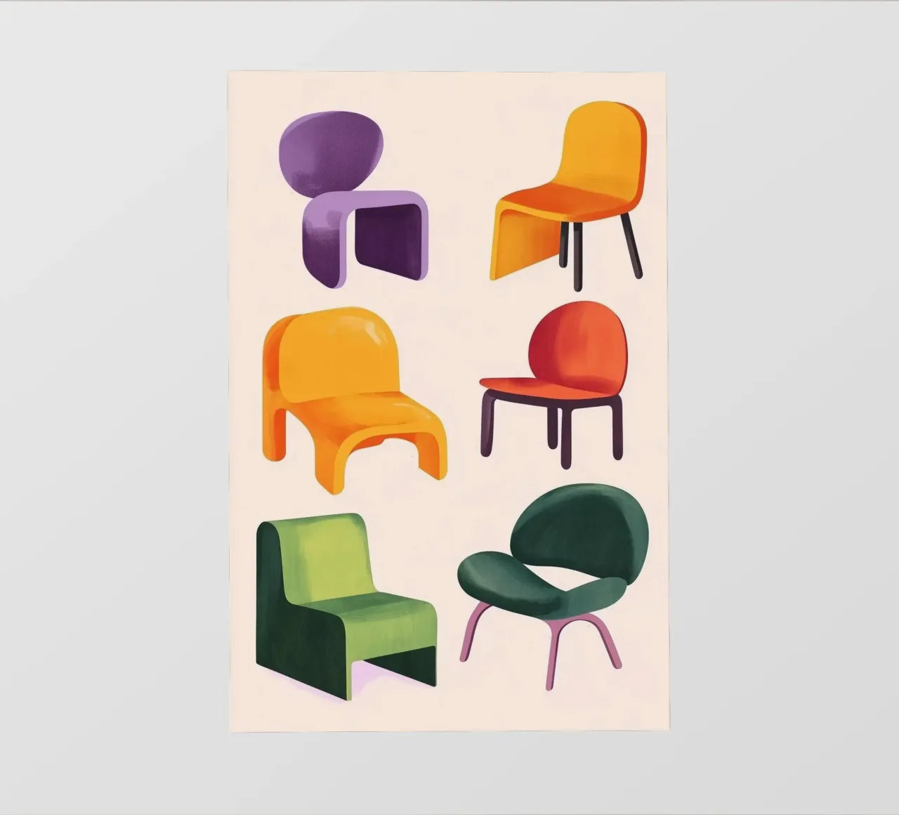 Sedie Isometriche telo in pvc da Melloi Art Print