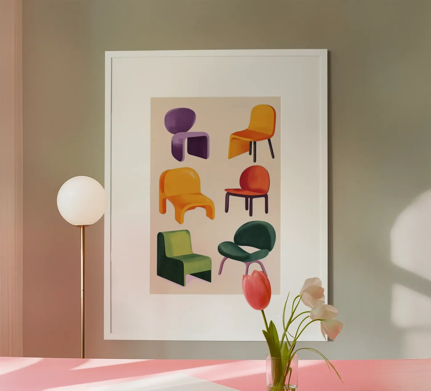 Chairs Isometric poster by Melloi Art Print