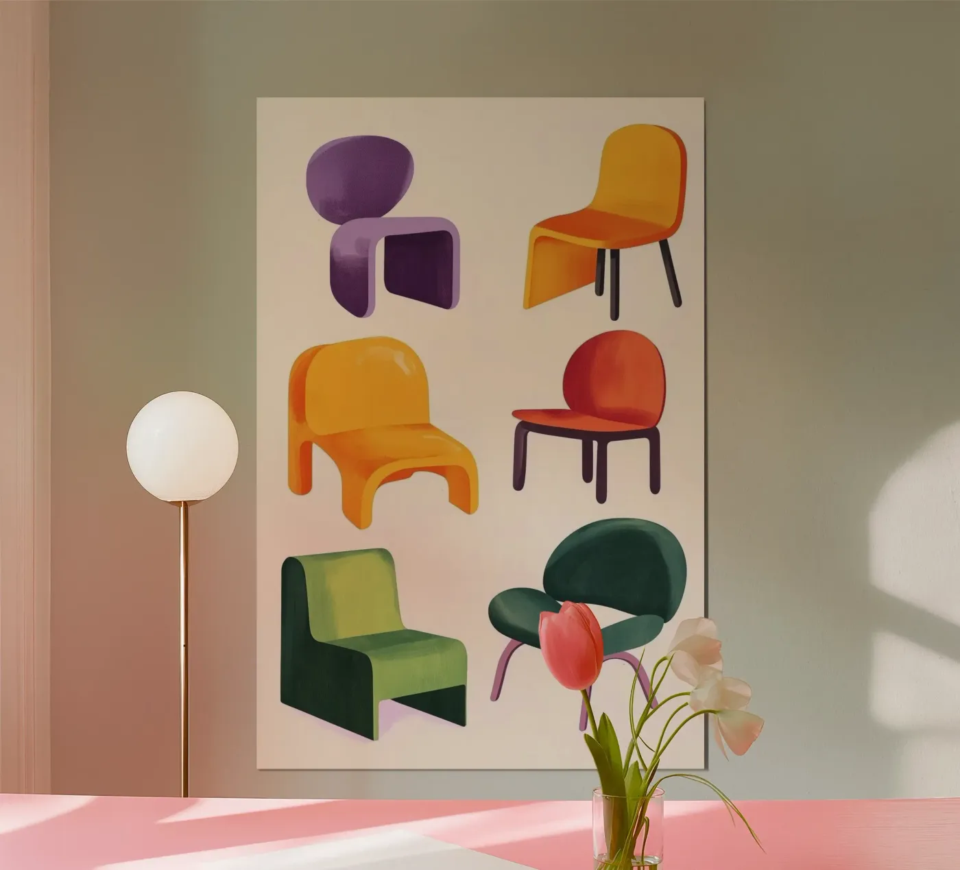 Chairs Isometric poster by Melloi Art Print