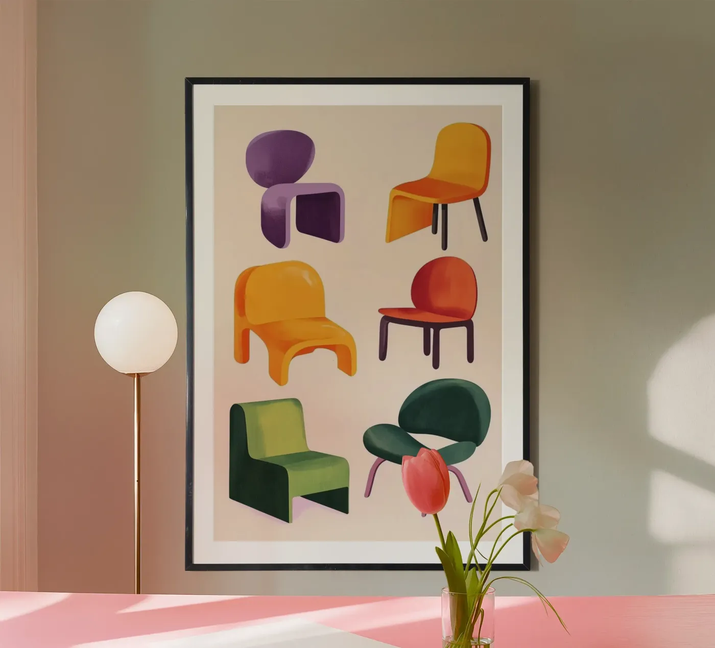 Chairs Isometric poster by Melloi Art Print