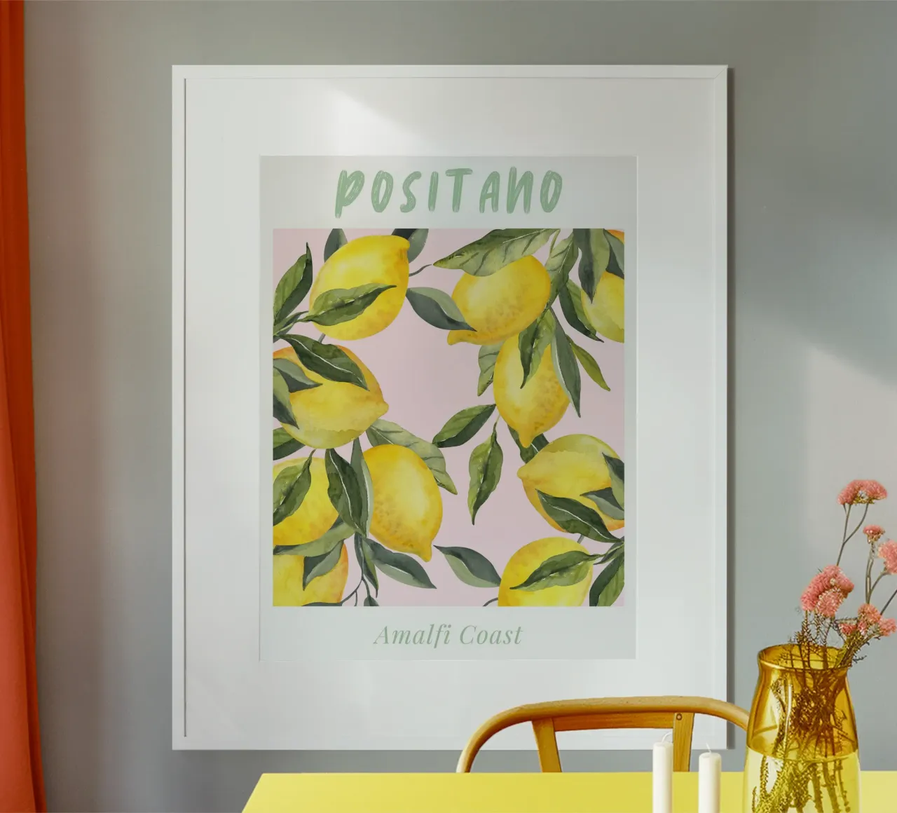 Italian Lemon Print Watercolor poster by Bella Studio
