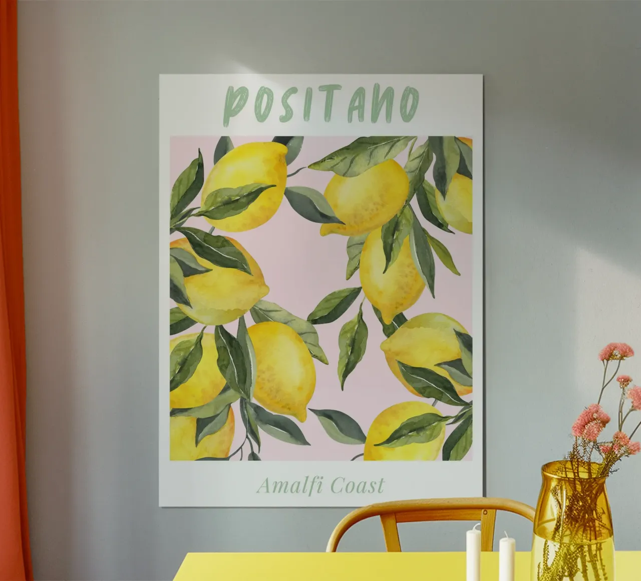 Italian Lemon Print Watercolor poster by Bella Studio