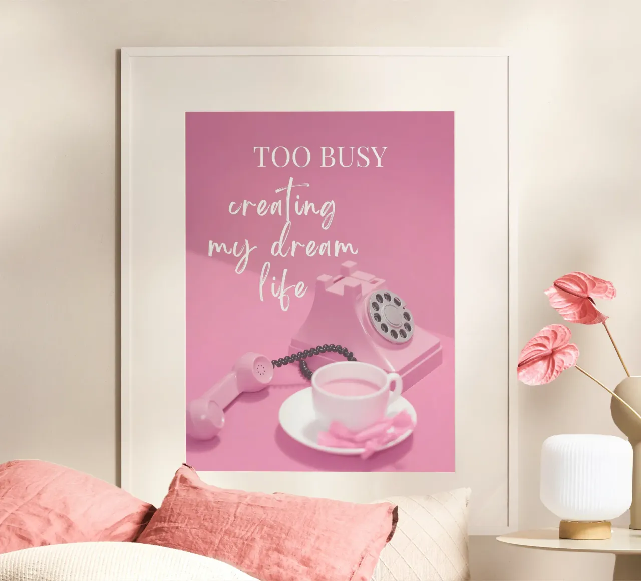 TROPPO IMPEGNATO a creare la vita dei miei sogni poster con telaio in legno da ArtDesign by KBK