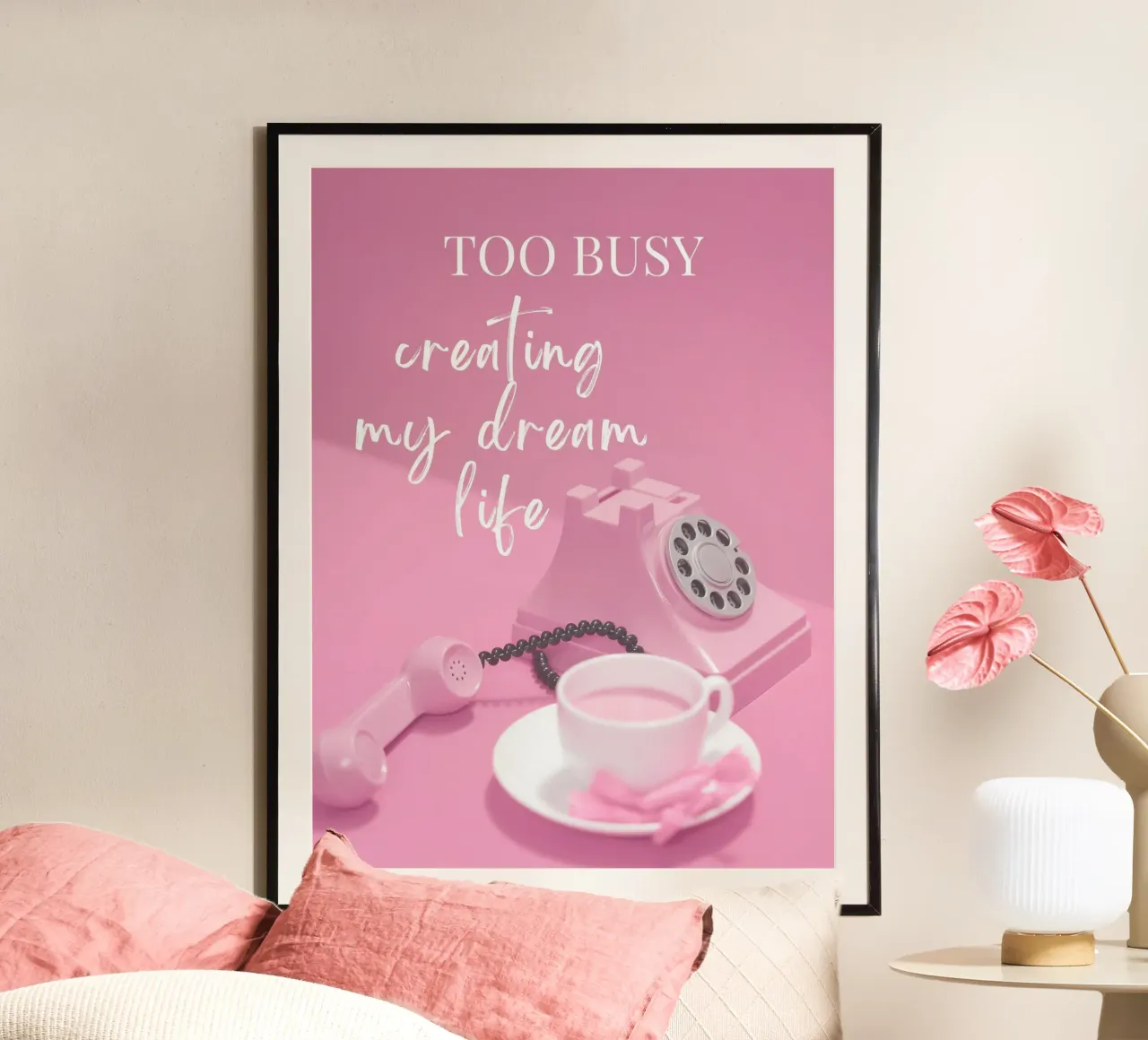 TROPPO IMPEGNATO a creare la vita dei miei sogni poster con telaio in legno da ArtDesign by KBK