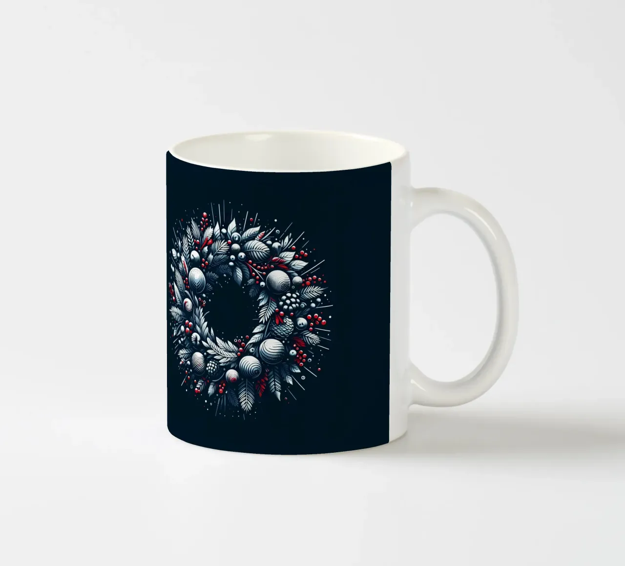 Ghirlanda di Natale (blu scuro) tazza in ceramica da Digital Naive