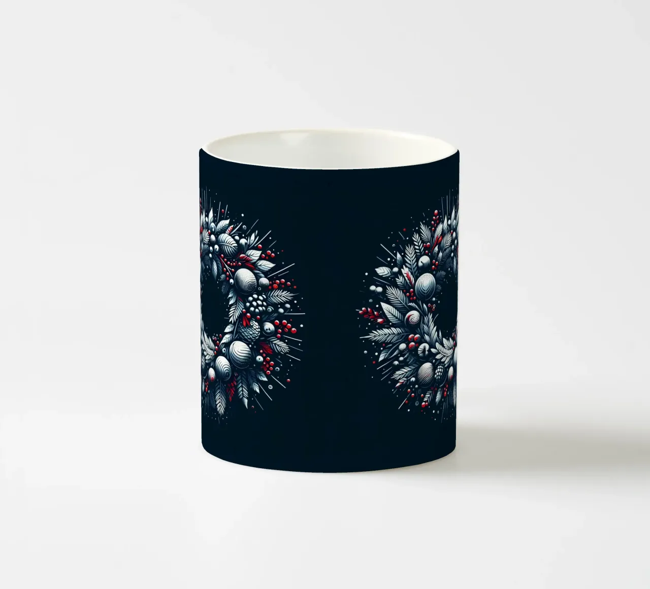 Ghirlanda di Natale (blu scuro) tazza in ceramica da Digital Naive