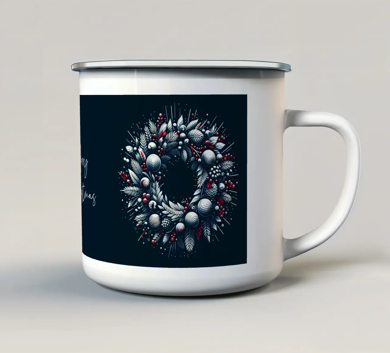 Ghirlanda di Natale (blu scuro) tazza in smalto da Digital Naive