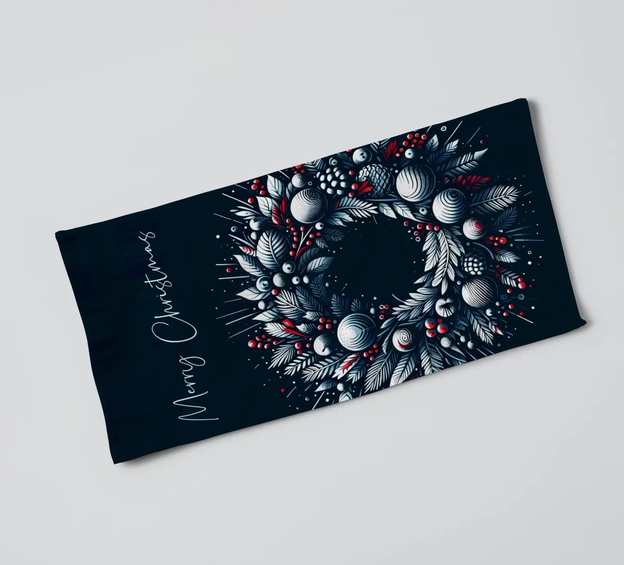 Weihnachtskranz (dunkelblau) Handtuch von Digital Naive