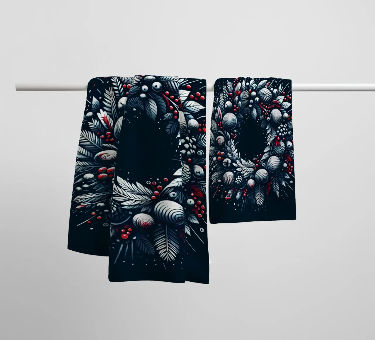 Weihnachtskranz (dunkelblau) Handtuch von Digital Naive
