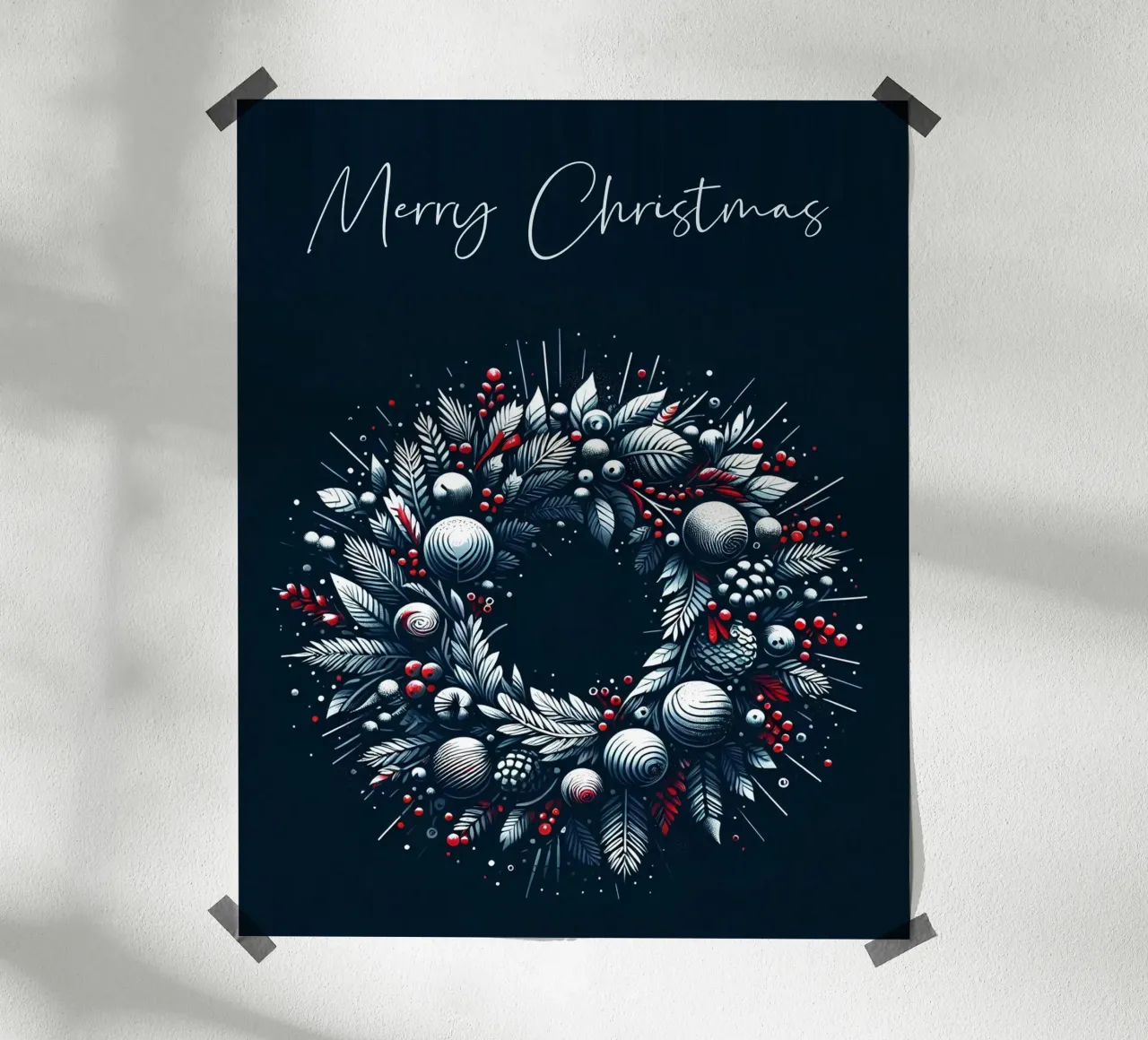 Weihnachtskranz (dunkelblau) Hahnemühle von Digital Naive