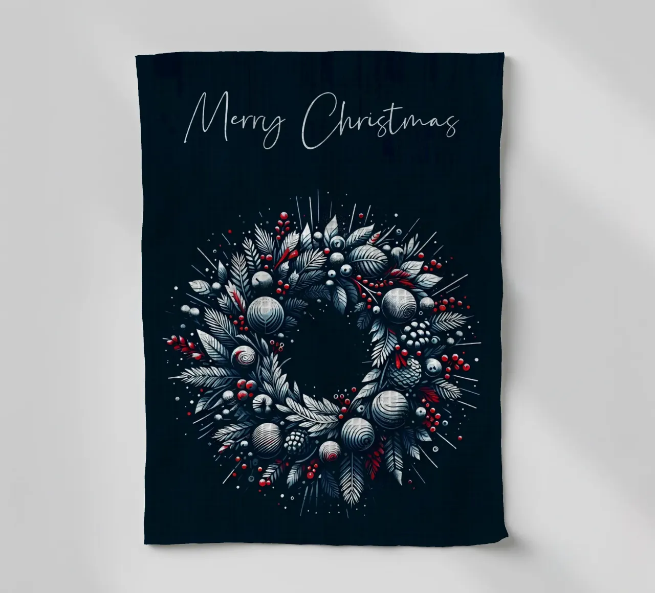 Couronne de Noël (bleu foncé) torchon de Digital Naive