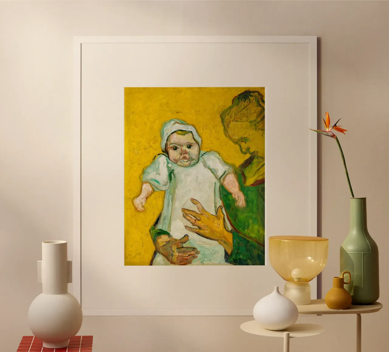 van Gogh Madame Roulin e bambino poster con telaio in alluminio da Carinaprint