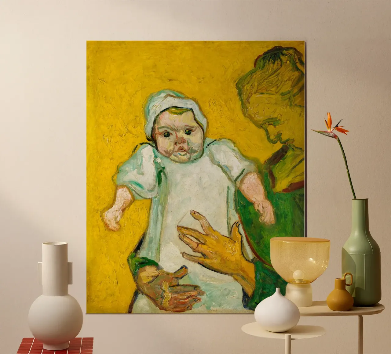 van Gogh Madame Roulin e bambino poster con telaio in alluminio da Carinaprint