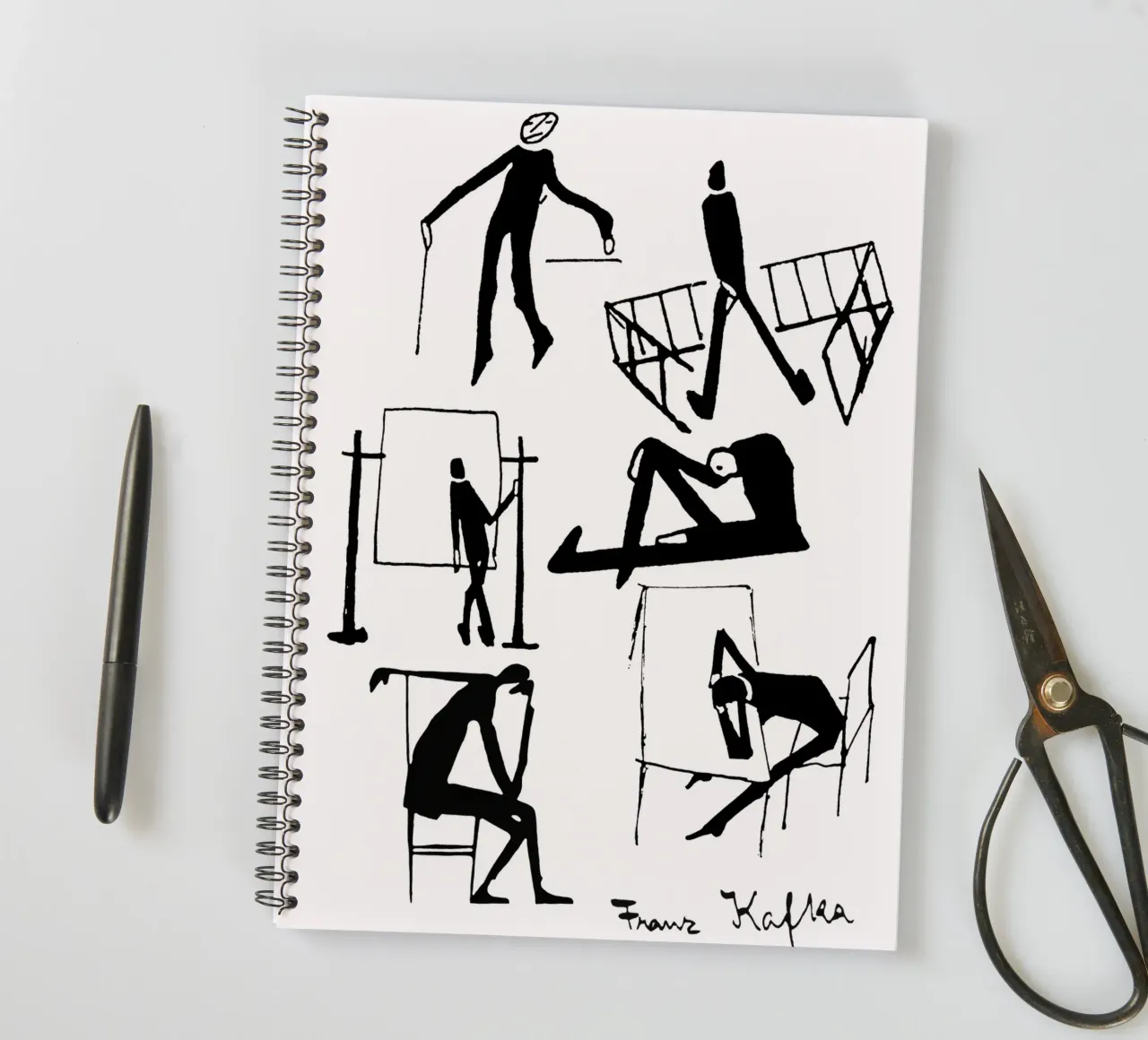 Franz Kafka Drawings spiral notebook by MissLiterarty