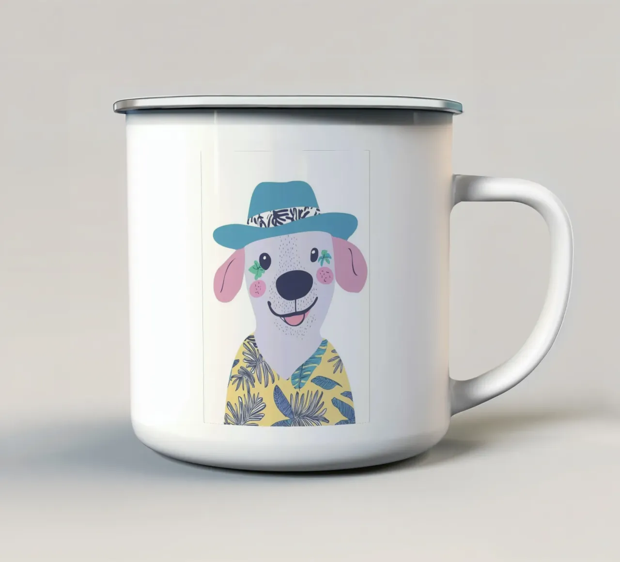 Il cane hawaiano sorridente tazza in smalto da So Cute Land - Affiches et posters