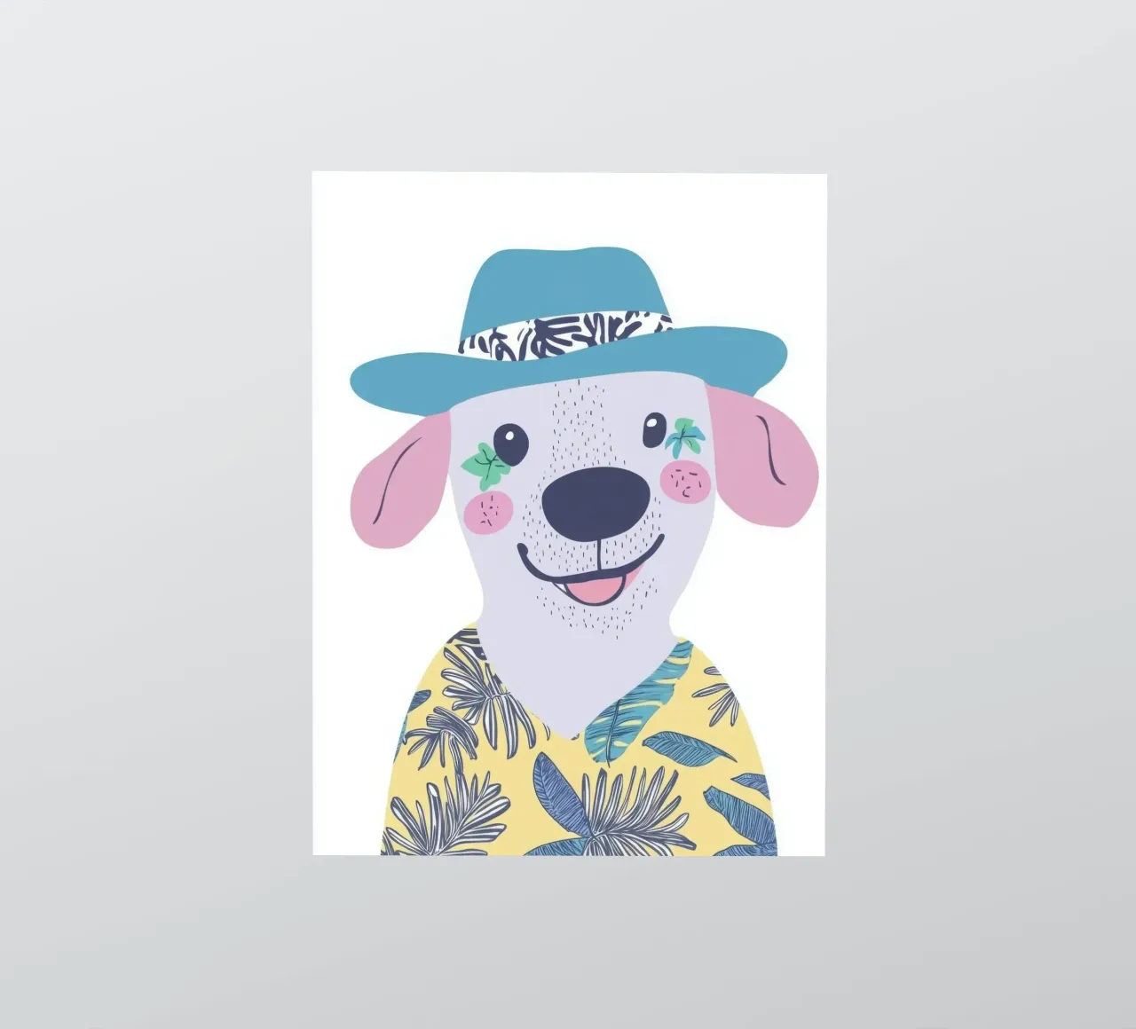 Il cane hawaiano sorridente adesivo da So Cute Land - Affiches et posters