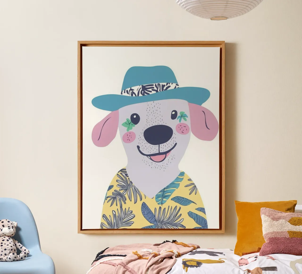 The Smiling Hawaiian Dog canvas with Floater frame by So Cute Land - Affiches et posters