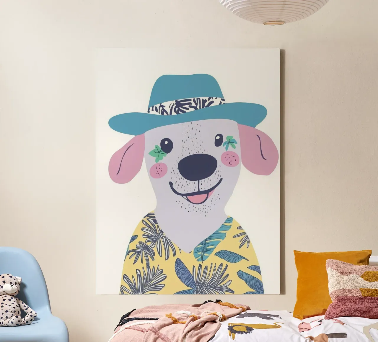 The Smiling Hawaiian Dog canvas with Floater frame by So Cute Land - Affiches et posters