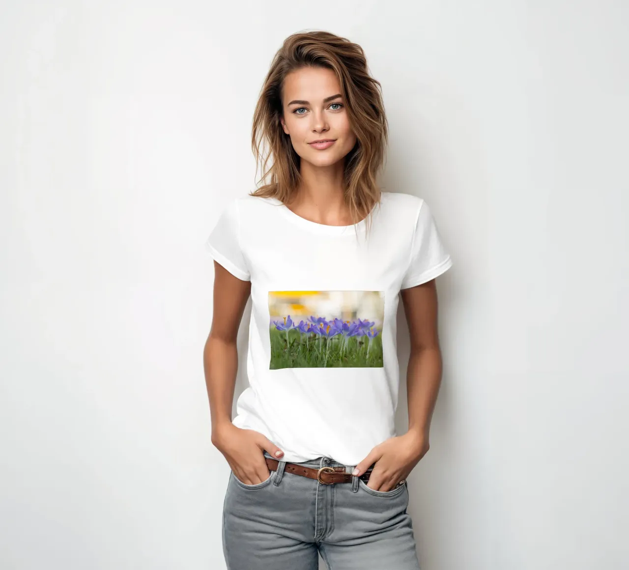 Spring Awakening: Crocuses in Bloom women's fitted t-shirt by Curious Collections by Marielle Leenders