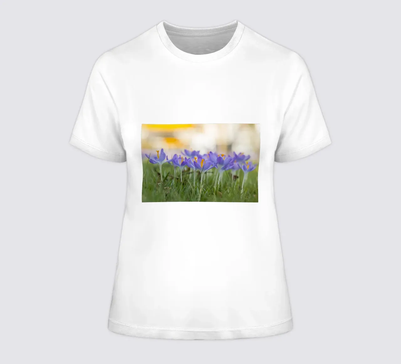 Spring Awakening: Crocuses in Bloom women's fitted t-shirt by Curious Collections by Marielle Leenders