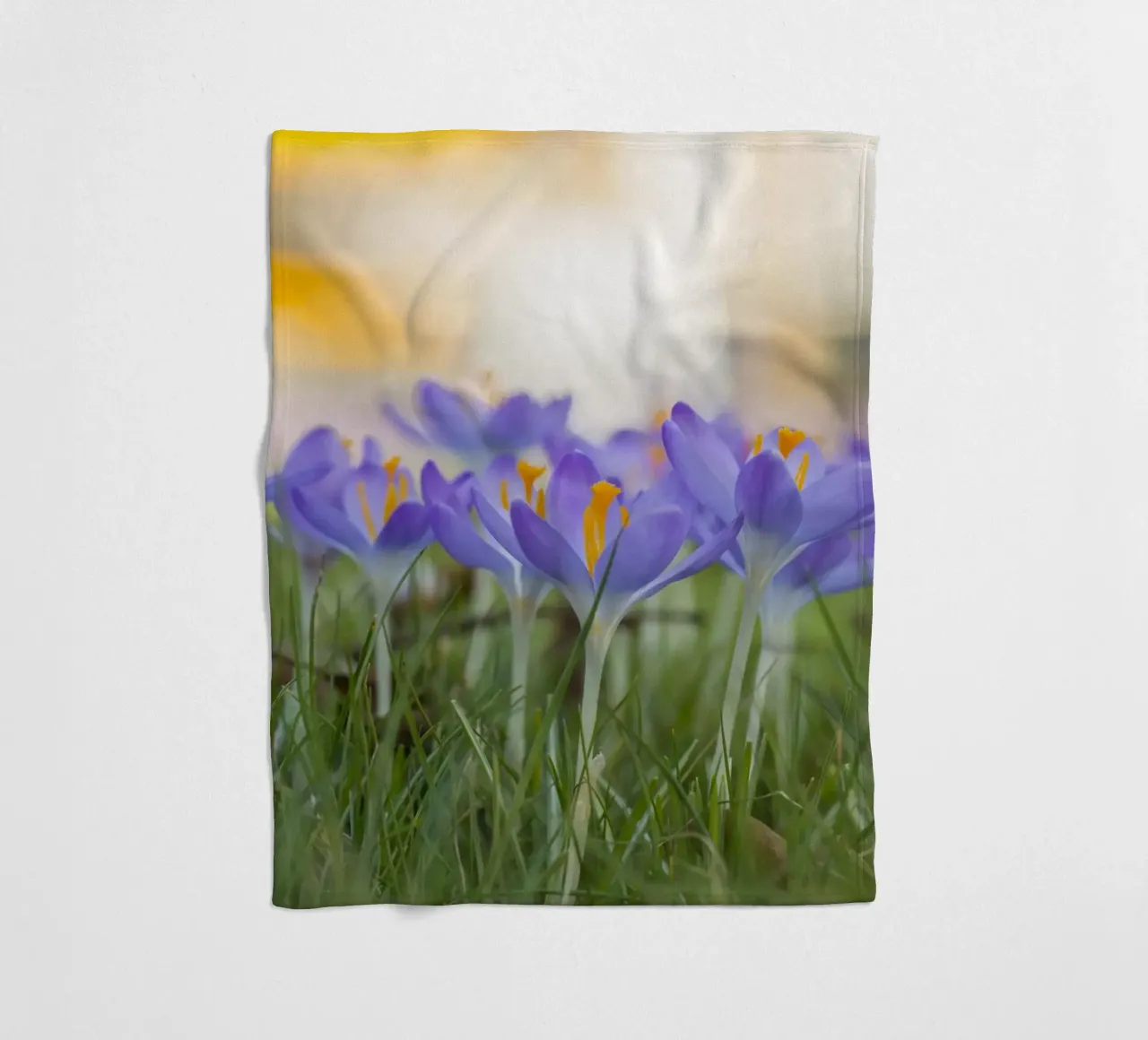 Spring Awakening: Crocuses in Bloom fleece blanket by Curious Collections by Marielle Leenders