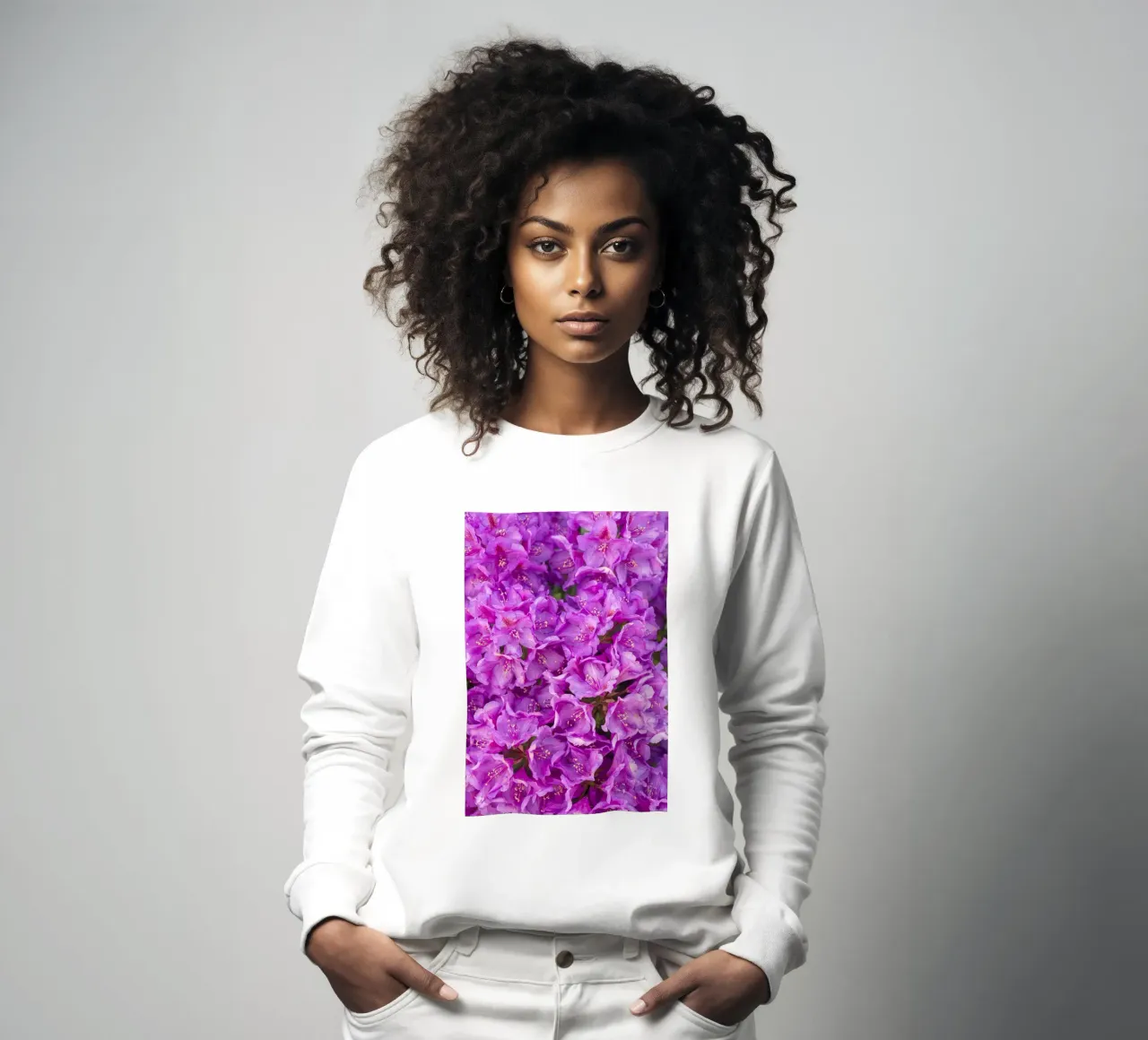 Roze elegantie: roze rododendron sweatshirt van Curious Collections by Marielle Leenders