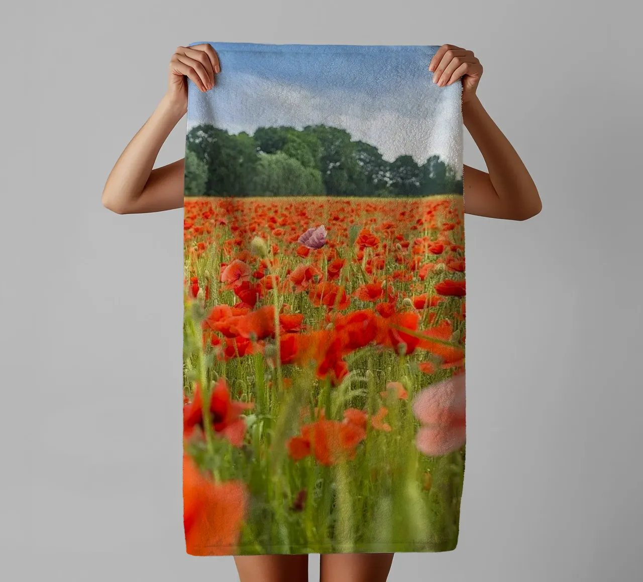 Fields of Red: Meadow of Poppies towel by Curious Collections by Marielle Leenders