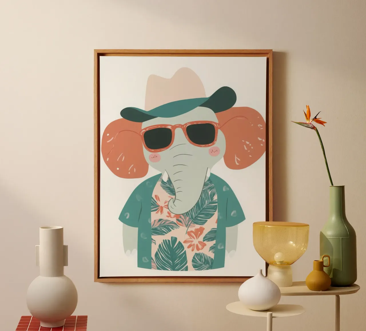 L'Éléphant Branché canvas met Baklijst van So Cute Land - Affiches et posters
