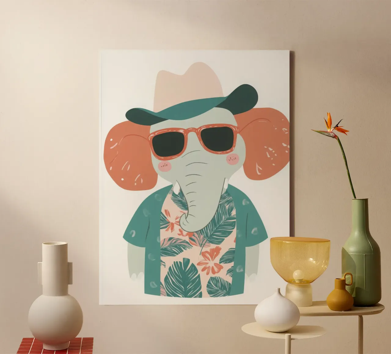L'Éléphant Branché canvas met Baklijst van So Cute Land - Affiches et posters