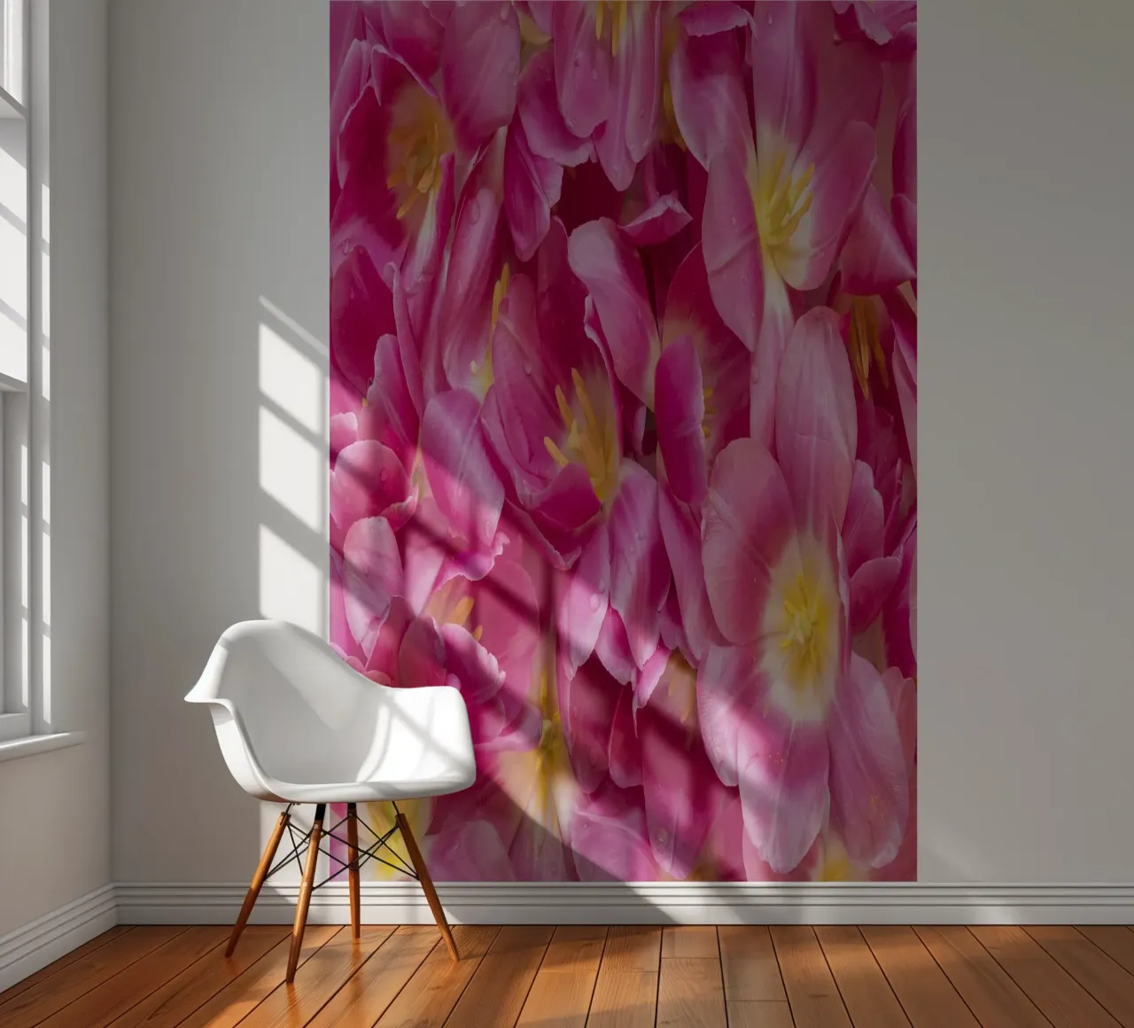 Spring Serenity: A Beautiful Pink Tulips photo wallpaper by Curious Collections by Marielle Leenders