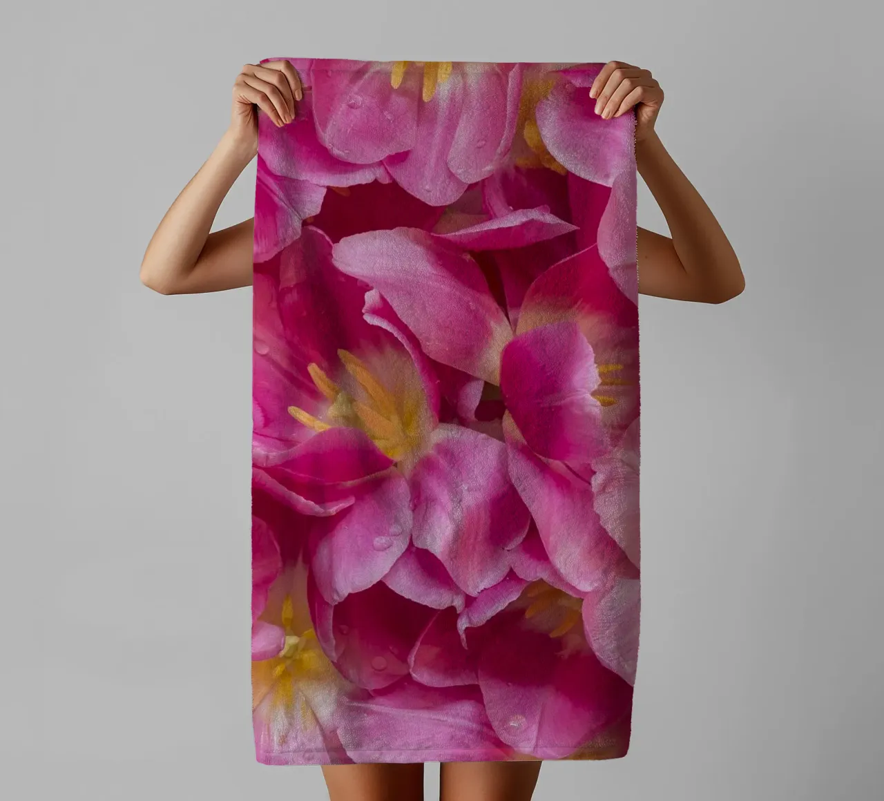 Spring Serenity: A Beautiful Pink Tulips towel by Curious Collections by Marielle Leenders