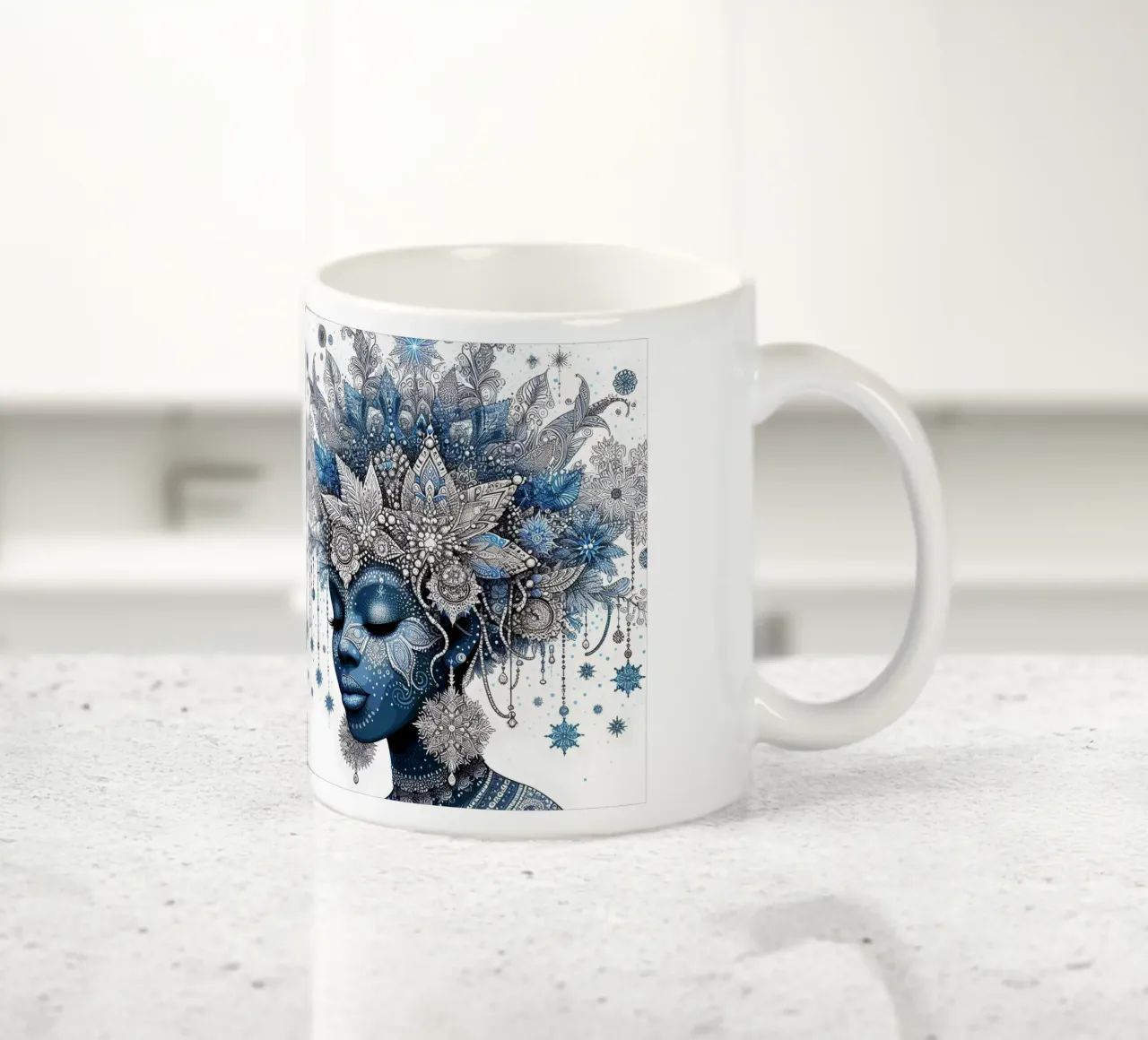 Ritratto in blu tazza in ceramica da Digital Naive