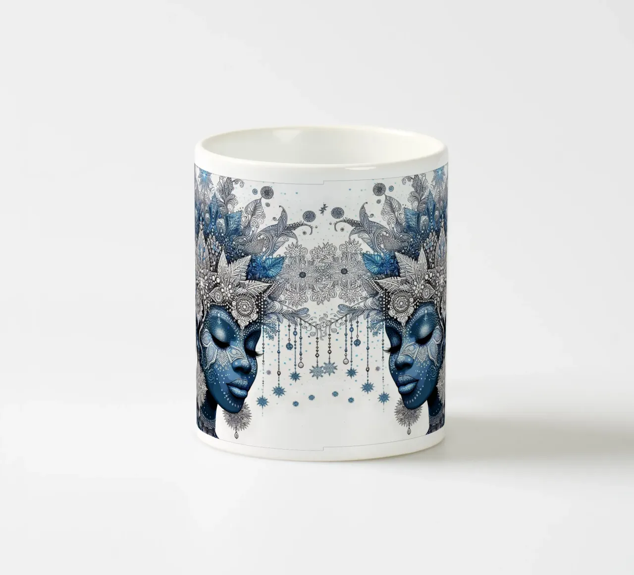 Ritratto in blu tazza in ceramica da Digital Naive