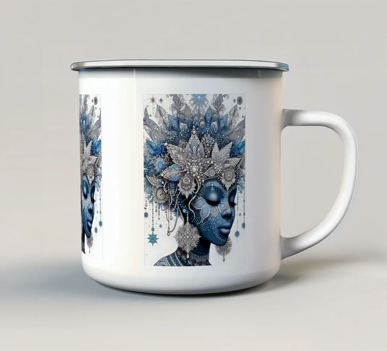Ritratto in blu tazza in smalto da Digital Naive