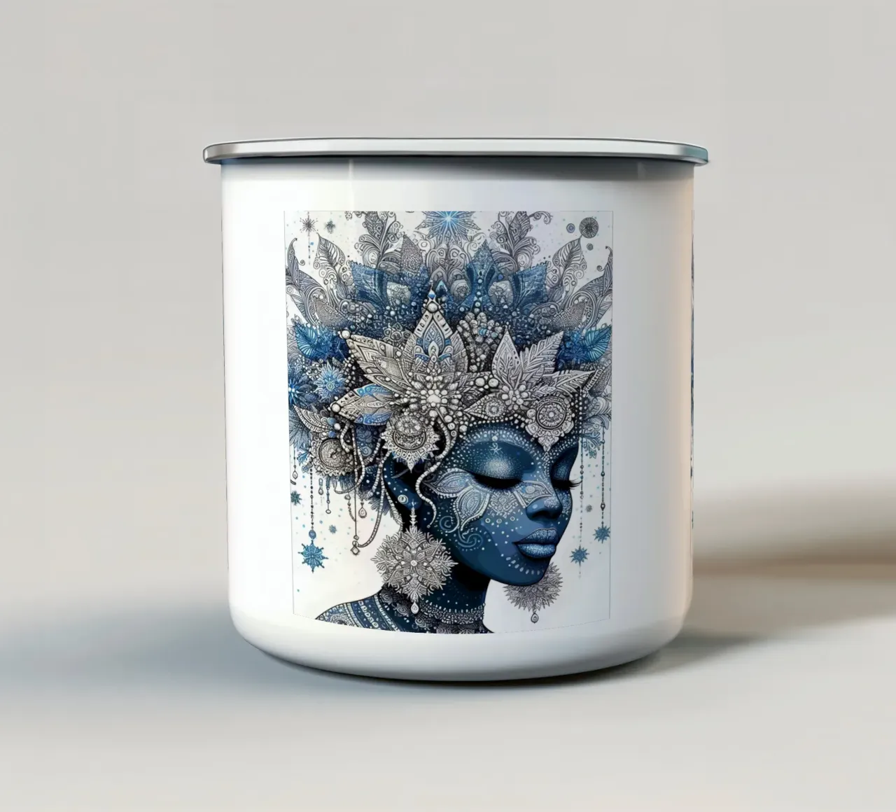 Ritratto in blu tazza in smalto da Digital Naive