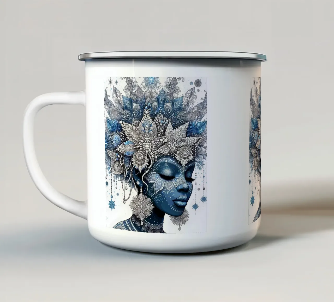 Ritratto in blu tazza in smalto da Digital Naive
