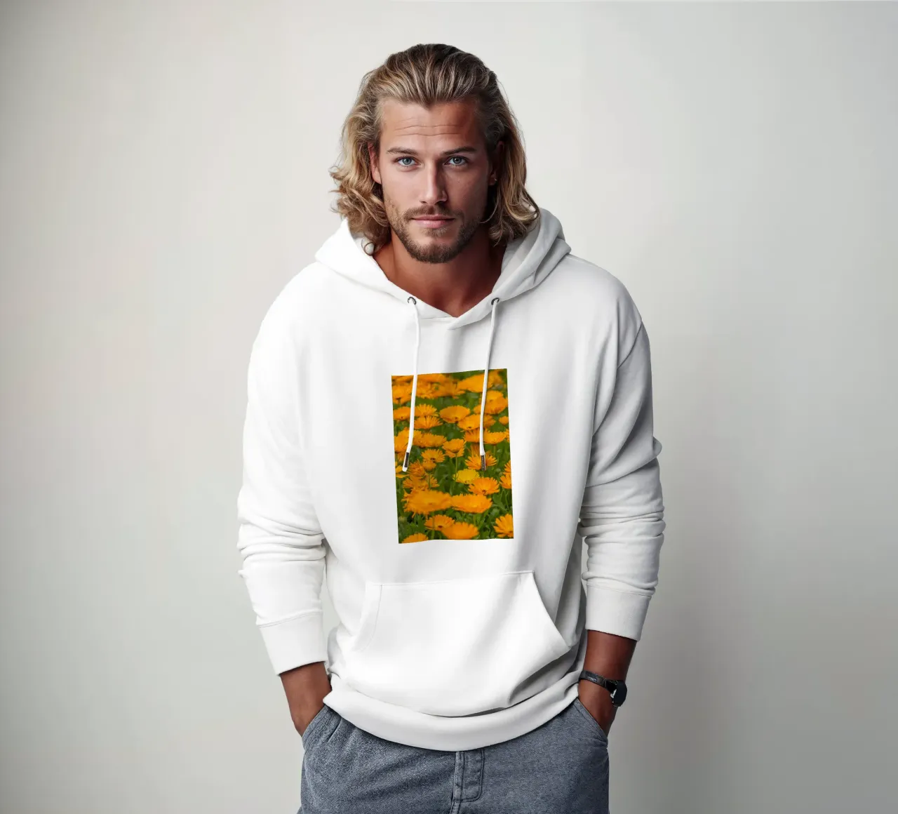 Fiori di calendula felpa con cappuccio da Curious Collections by Marielle Leenders