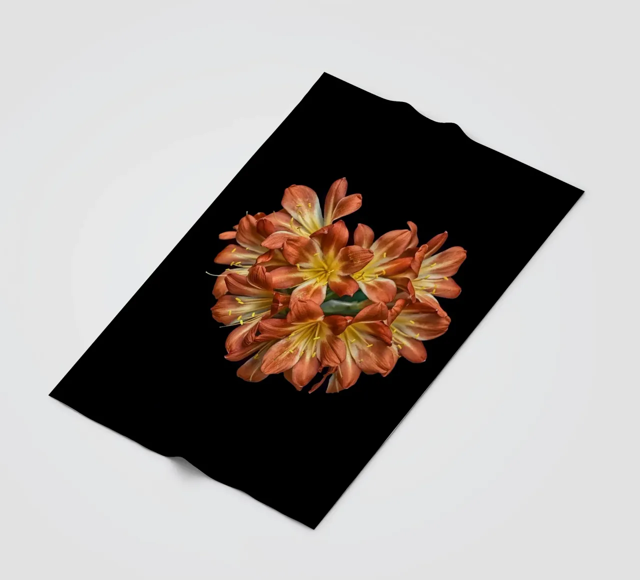 Fiore di Clivia arancione a forma di cuore coperta in pile da Curious Collections by Marielle Leenders