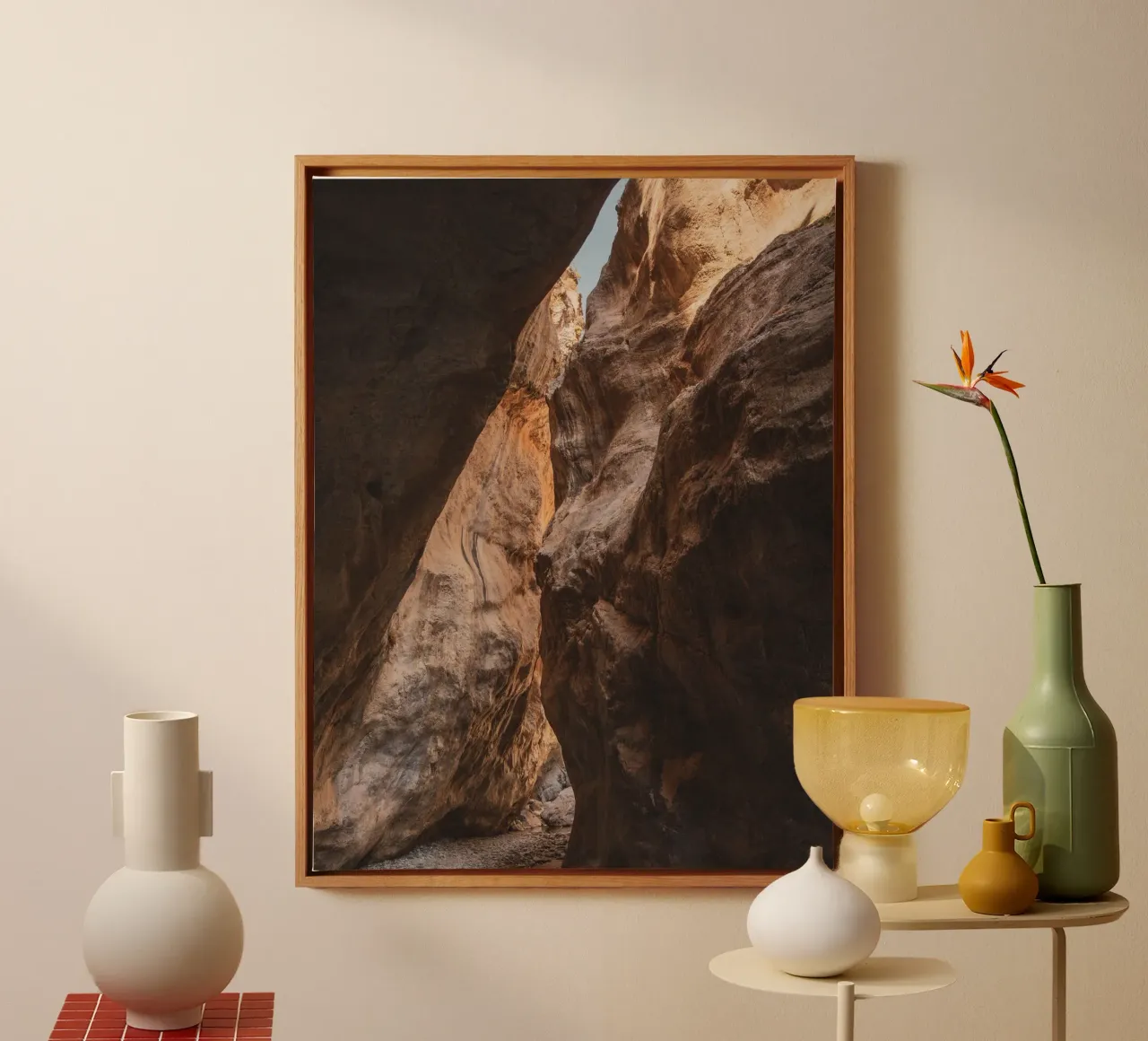 Rotszijde Canyon canvas met Baklijst van Lisa Jureczko Arts Illustration