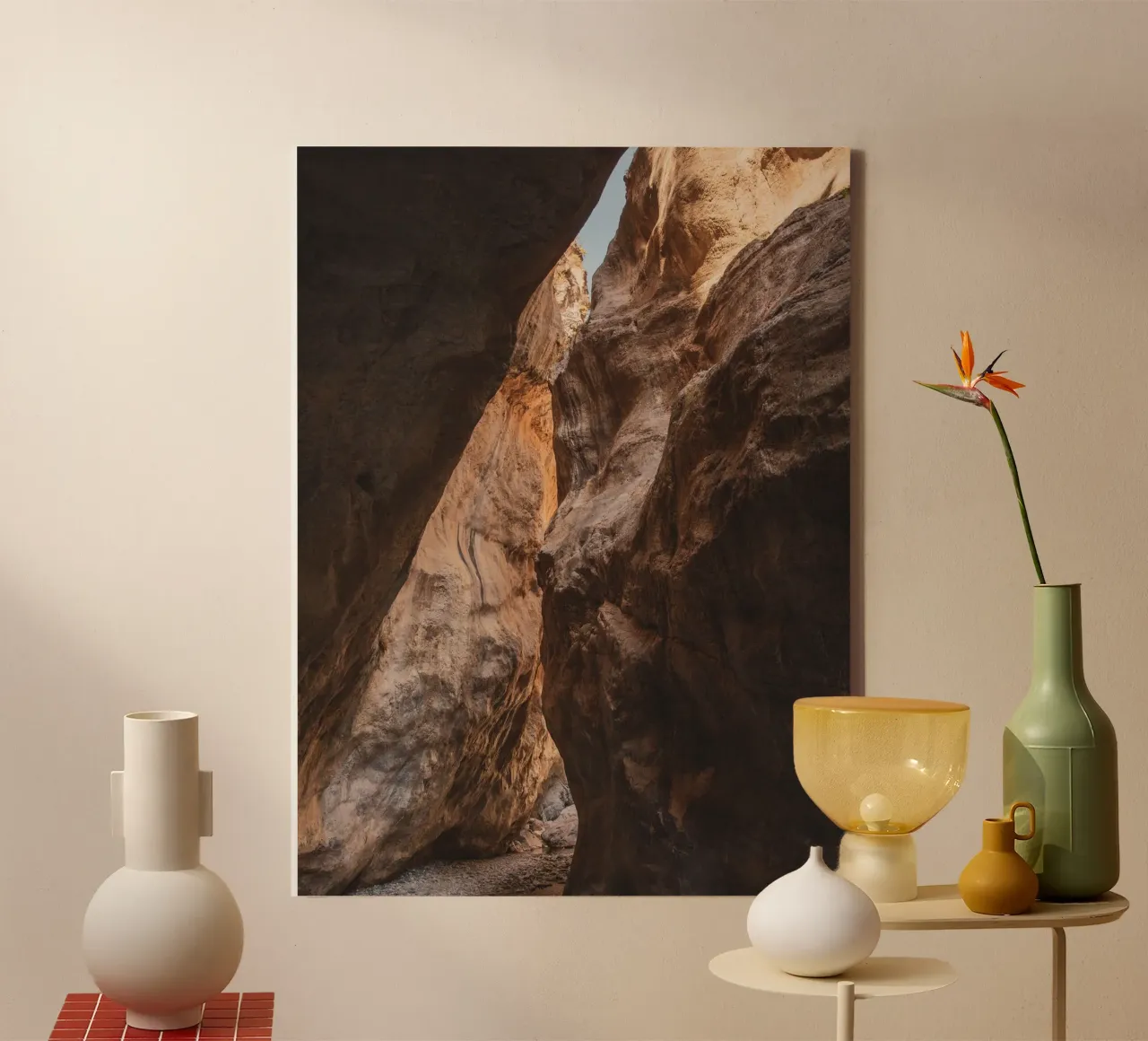 Rotszijde Canyon canvas met Baklijst van Lisa Jureczko Arts Illustration
