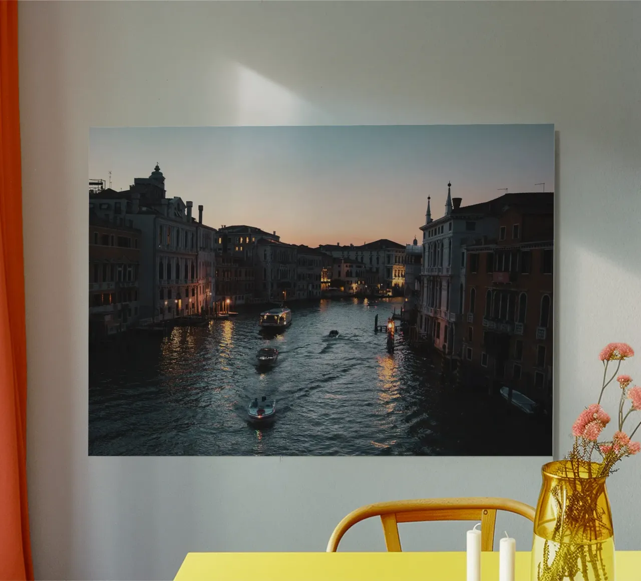 Canal Grande a Venezia di notte alluminio dibond da Lisa Jureczko Arts Illustration