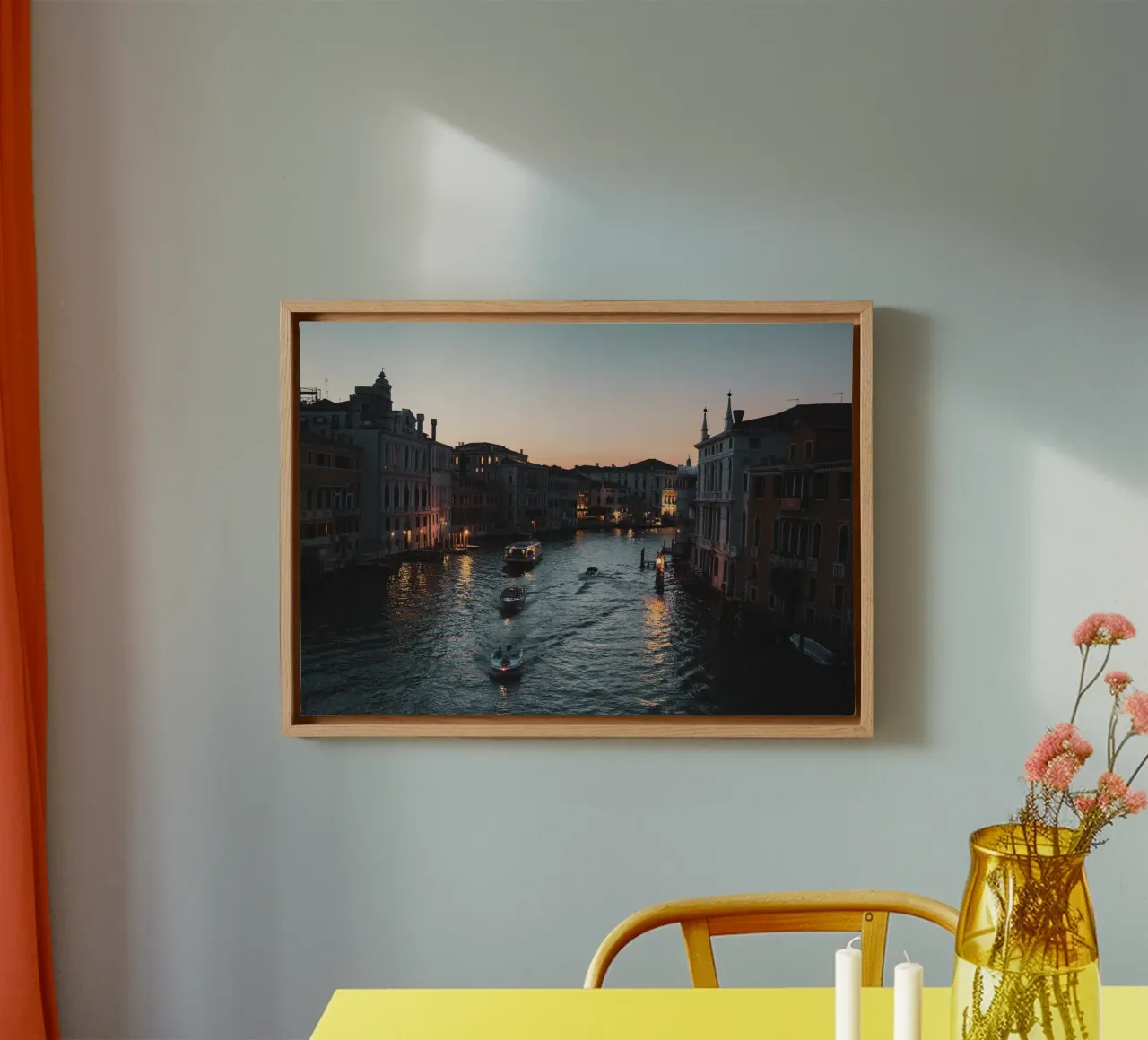 Canal Grande in Venetië bij nacht canvas met Baklijst van Lisa Jureczko Arts Illustration