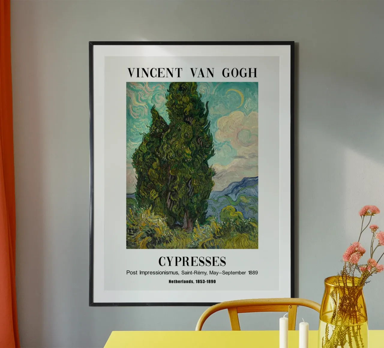 Vincent van Gogh Zypresses Malerei poster con telaio in alluminio da Carinaprint