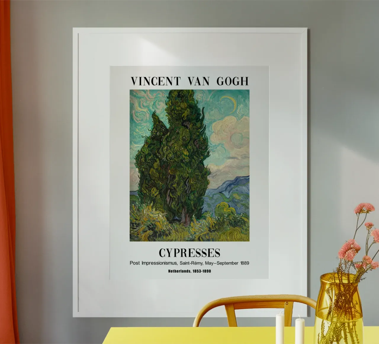 Vincent van Gogh Zypresses Malerei poster con telaio in alluminio da Carinaprint