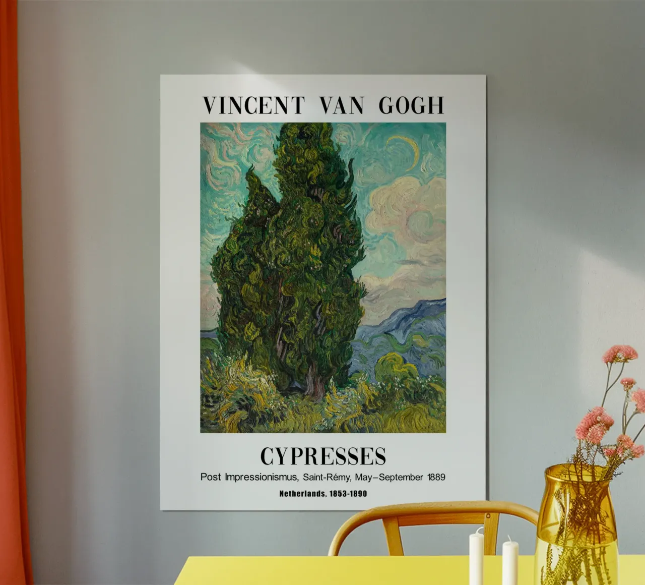Vincent van Gogh Zypresses Malerei poster con telaio in alluminio da Carinaprint