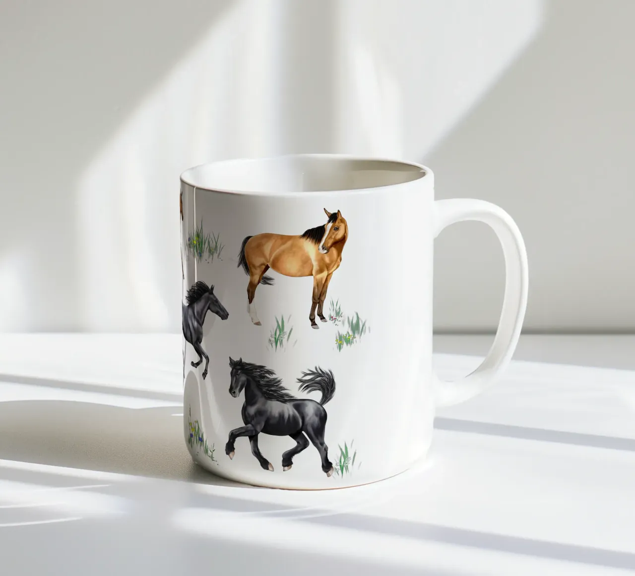 Cavalli e pony n. 03 tazza in ceramica da Moonlit Illustrations