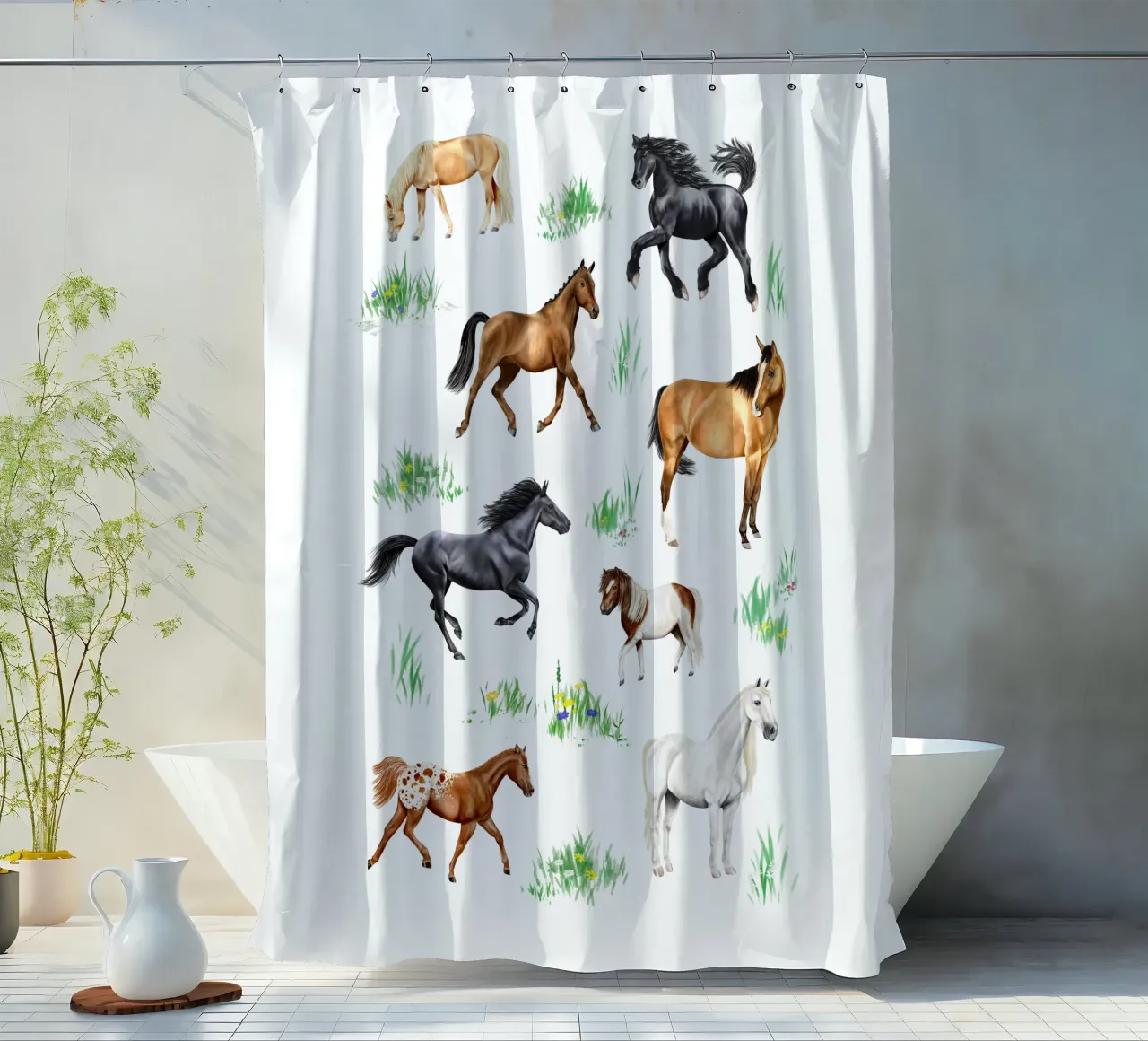 Cavalli e pony n. 03 tenda da doccia da Moonlit Illustrations